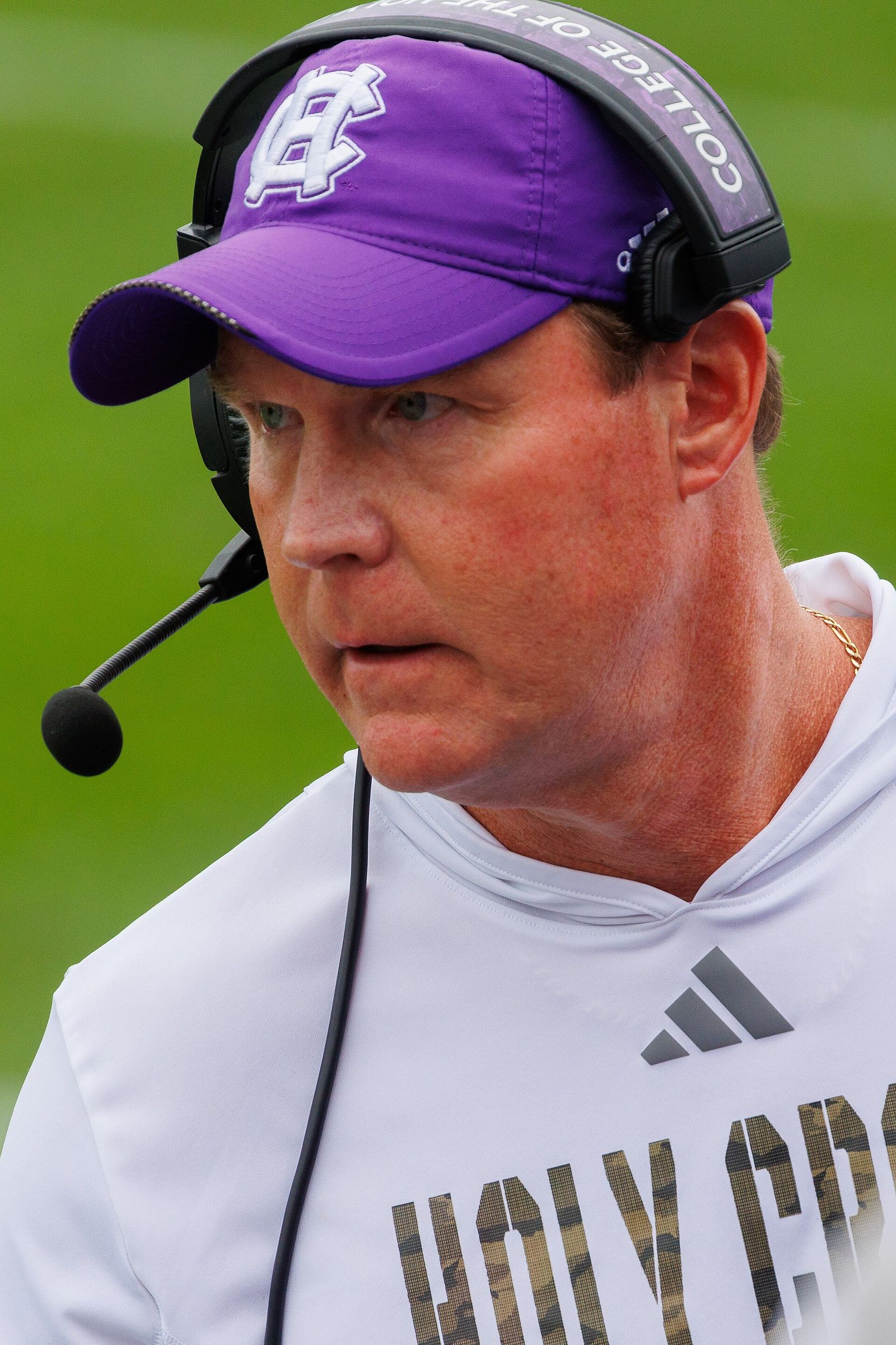 Brian Vaganek, defensive coordinator for Holy Cross football. UNH Wildcats at Holy Cross Crusaders football (September 7, 2024)