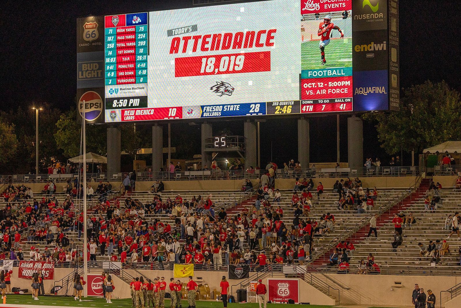 New Mexico Lobos digital "LoboVision" video screen at University Stadium. Fresno State Bulldogs at New Mexico Lobos
