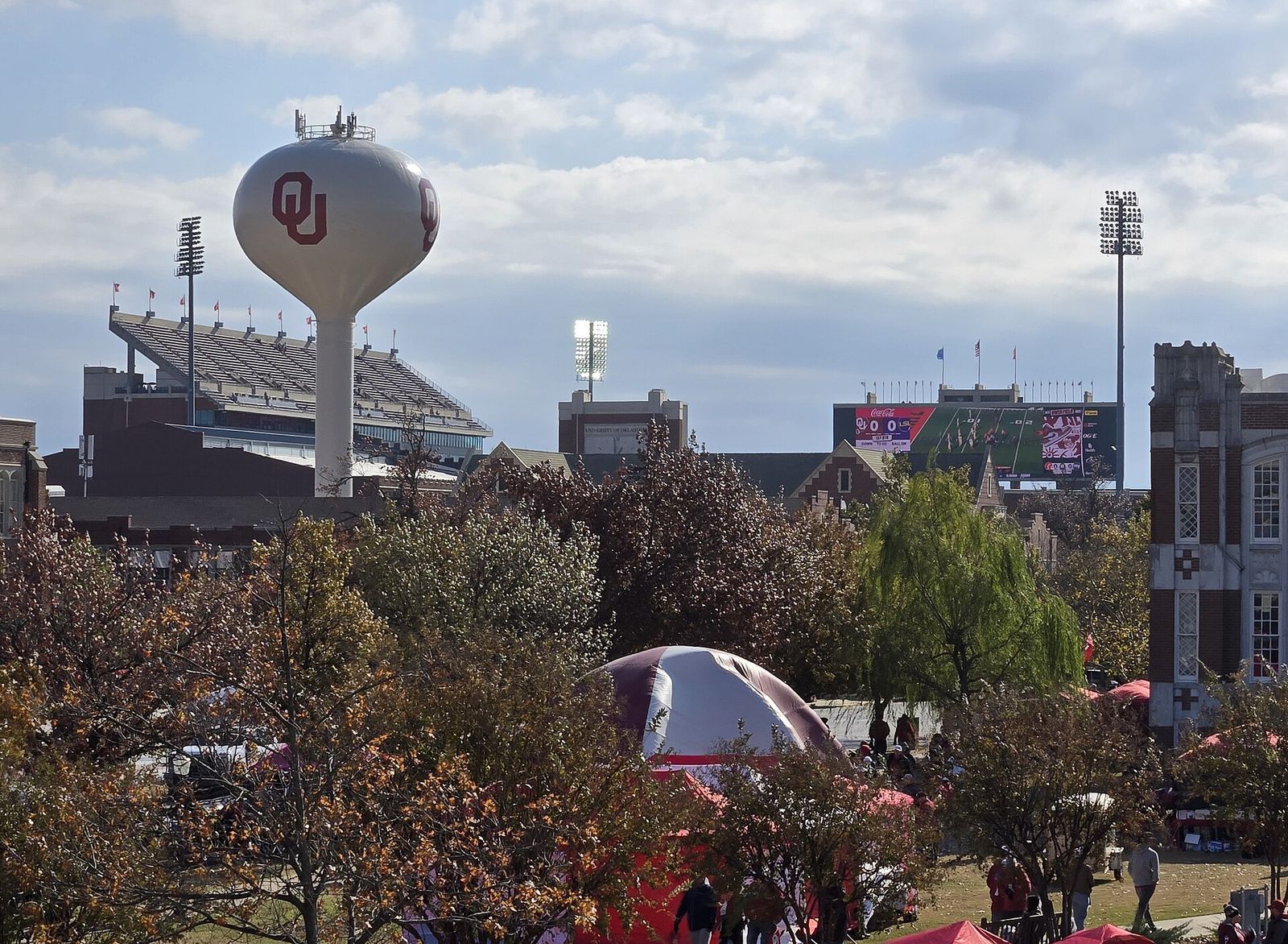 Gaylord Family Oklahoma Memorial Stadium from W. Boyd Street Balcony, near, LSU vs. OU, 2025