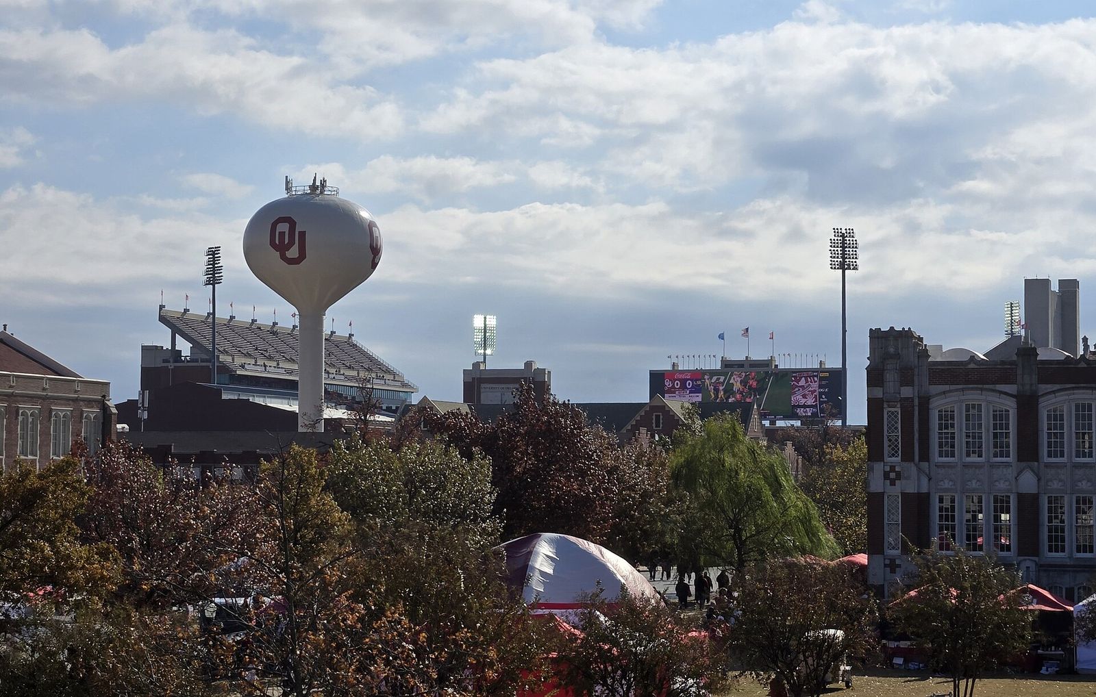 Gaylord Family Oklahoma Memorial Stadium from W. Boyd Street Balcony, far, LSU vs. OU, 2025