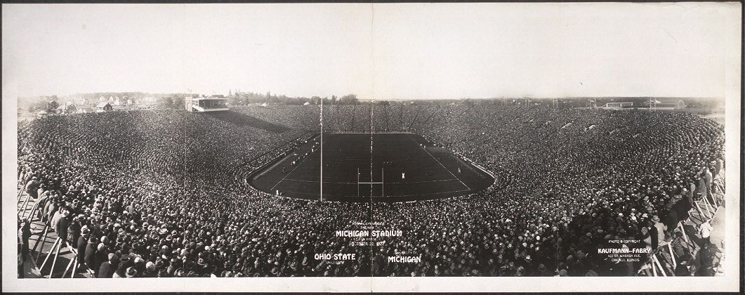 Formal opening of the new Michigan Stadium, Ann Arbor, October 22, 1927, Ohio State University vs. University of Michigan