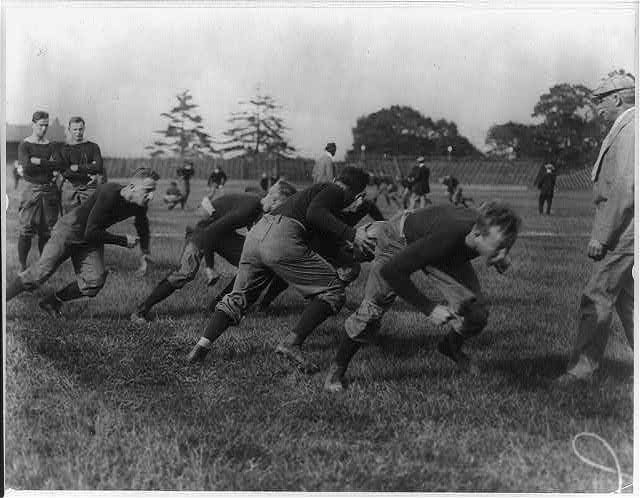 Yale Univ. football scenes, ca. 1911: Practice scrimmage