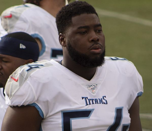 Nate Davis with the Tennessee Titans, 2019