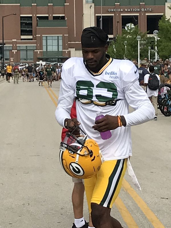 Marquez Valdes-Scantling with the Green Bay Packers, 2019