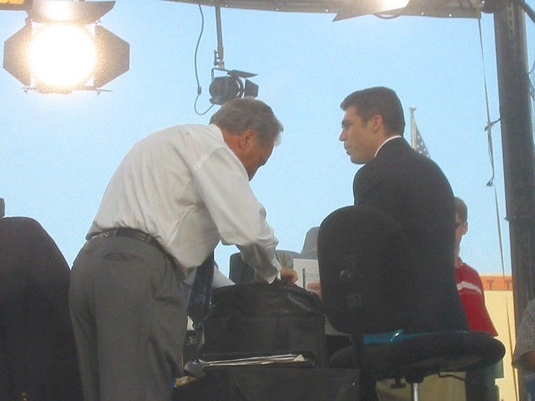 Lee Corso and Chris Fowler of ESPN Gameday