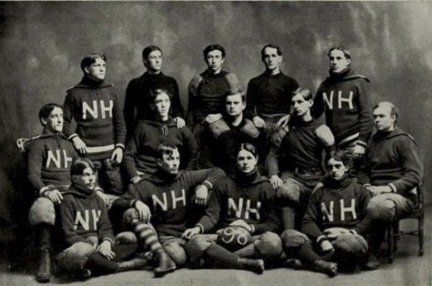 Team captain Calderwood at right-center of the front row, holding football