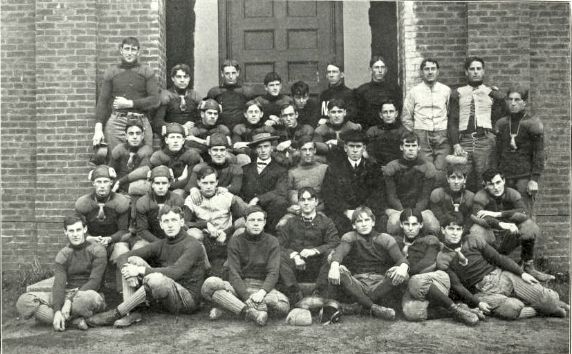 1903 team photo; several players can be seen with nose armor protectors around their necks