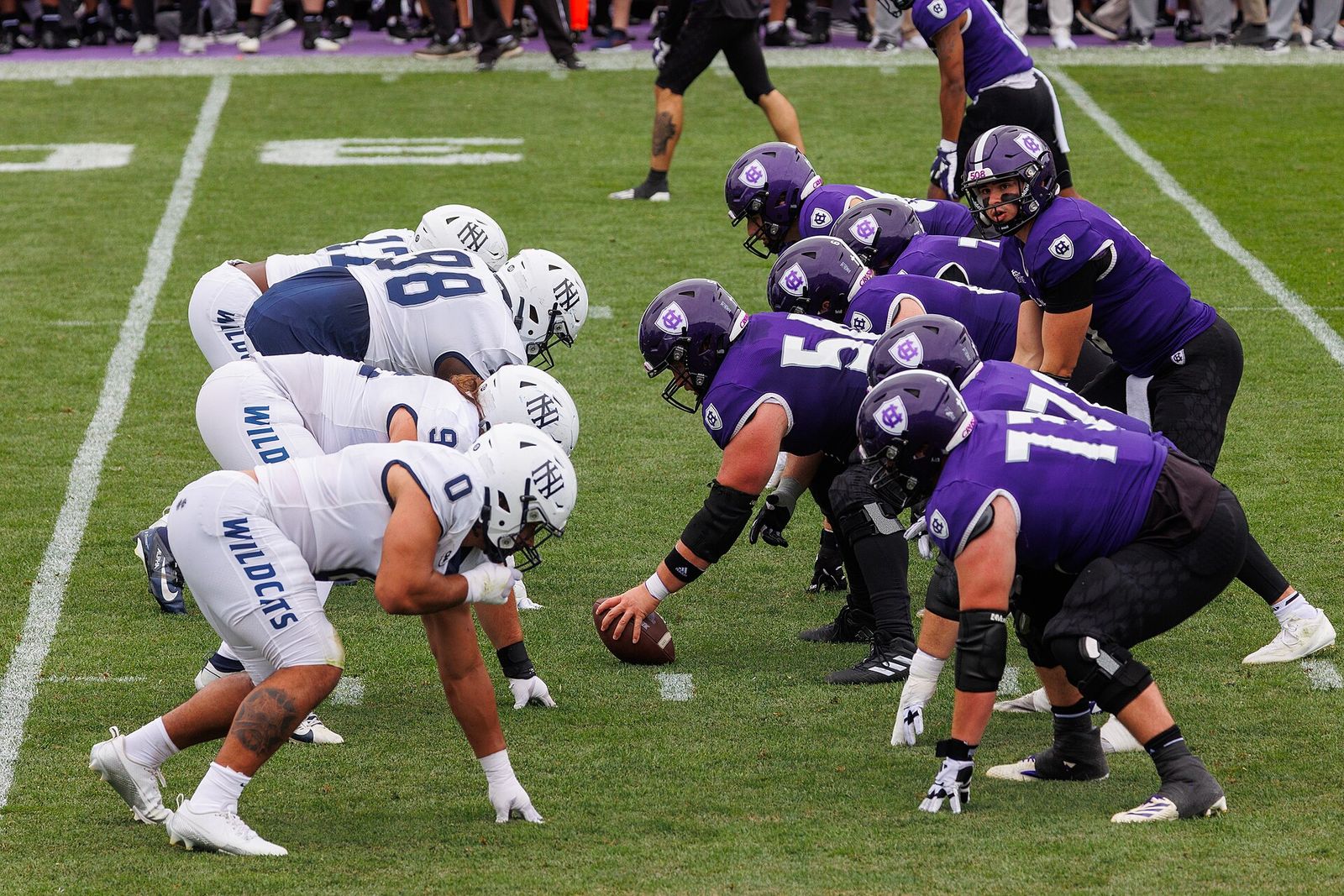 The Wildcats defeated Holy Cross, 21–20