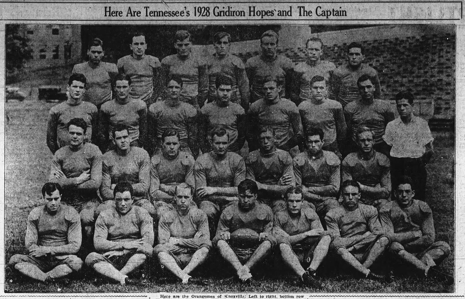 A group photo of the 1928 Tennessee Volunteers football team
