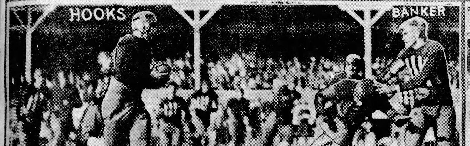 Bobby Hooks and Bill Banker of the 1928 Tulane Green Wave football team in a match against the Georgia Bulldogs