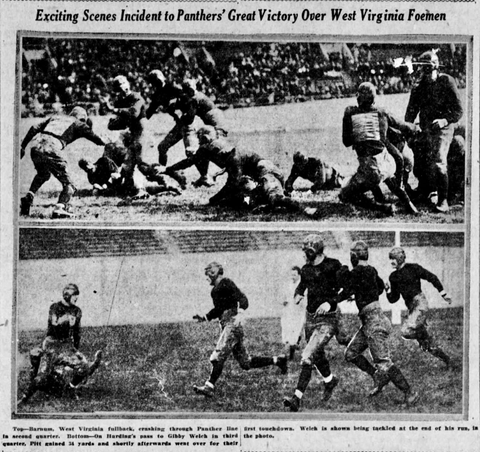 Photos of the Pitt versus West Virginia football game, 1925